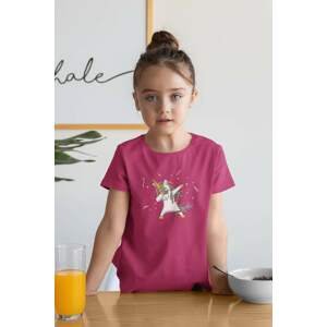 MMO Dívčí tričko Dabujúci unicorn Barva: Malinová, Velikost: 110