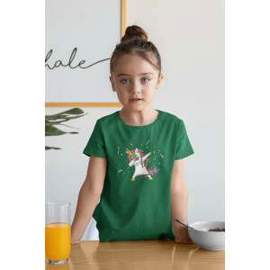 MMO Dívčí tričko Dabujúci unicorn Barva: Trávová zelená, Velikost: 146