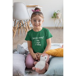 MMO Dívčí tričko Domácí úkoly Barva: Trávová zelená, Velikost: 110