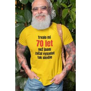 MMO Pánské tričko Trvalo mi 70 let Barva: Žlutá, Velikost: XL