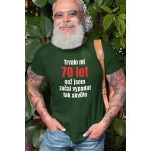 MMO Pánské tričko Trvalo mi 70 let Barva: Láhvově zelená, Velikost: L
