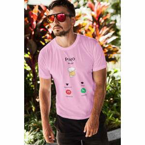 MMO Pánské tričko Pivo volá Barva: Ružová, Velikost: L