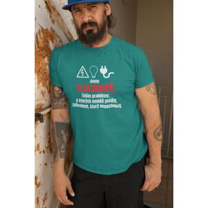 MMO Pánské tričko Elektrikář Barva: Smaragdově zelená, Velikost: XS