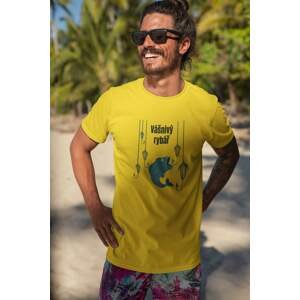 MMO Pánské tričko Vášnivý rybář Barva: Žlutá, Velikost: 4XL