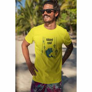 MMO Pánské tričko Vášnivý rybář Barva: Citrónová, Velikost: 2XL