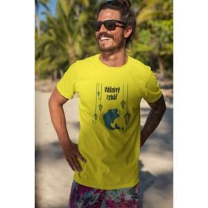 MMO Pánské tričko Vášnivý rybář Barva: Citrónová, Velikost: 3XL