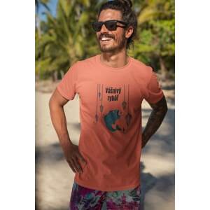 MMO Pánské tričko Vášnivý rybář Barva: Korálová, Velikost: S