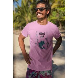 MMO Pánské tričko Vášnivý rybář Barva: Ružová, Velikost: M