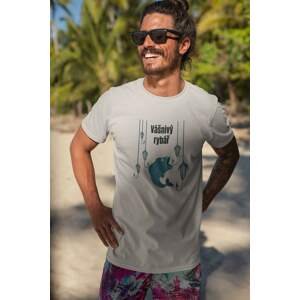 MMO Pánské tričko Vášnivý rybář Barva: Ledově šedá, Velikost: M