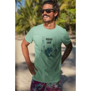 MMO Pánské tričko Vášnivý rybář Barva: Mätová, Velikost: XS