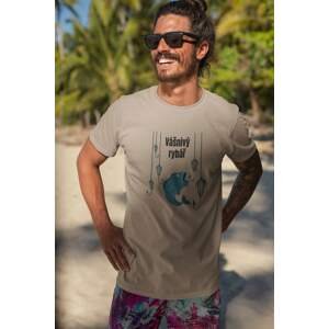 MMO Pánské tričko Vášnivý rybář Barva: Písková, Velikost: XL