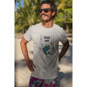 MMO Pánské tričko Vášnivý rybář Barva: Ledově šedá, Velikost: XS