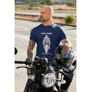 MMO Pánske tričko Všude dobře na motorce nejlíp Barva: Půlnoční modrá, Velikost: 2XL