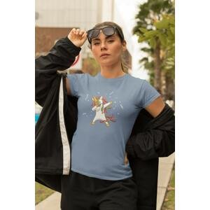 MMO Dámské tričko Dabujúci unicorn Barva: Světlemodrá, Velikost: 2XL