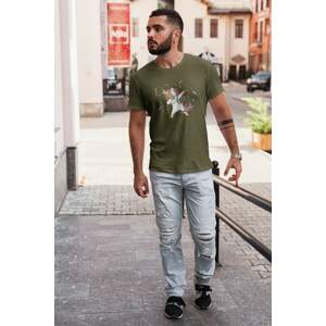 MMO Pánské tričko Dabujúci unicorn Barva: Khaki, Velikost: 2XL