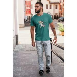 MMO Pánské tričko Dabujúci unicorn Barva: Smaragdově zelená, Velikost: XS
