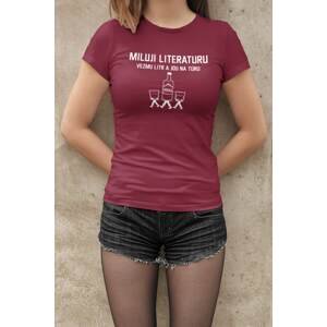 MMO Dámské tričko Miluji literaturu Barva: Marlboro červená, Velikost: XL