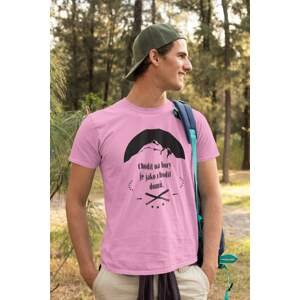 MMO Pánské tričko Chodit na hory Barva: Ružová, Velikost: XS