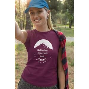 MMO Dámské tričko Chodit na hory Barva: Fuchsiová, Velikost: XS
