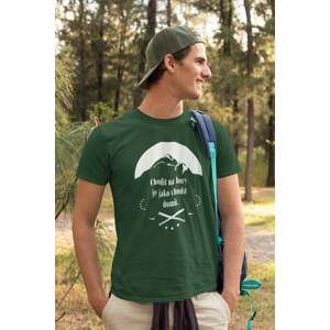MMO Pánské tričko Chodit na hory Barva: Láhvově zelená, Velikost: M
