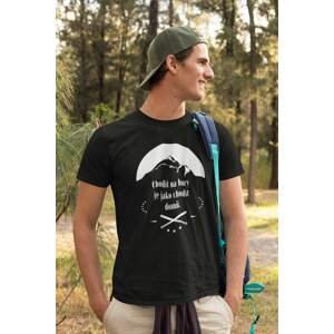 MMO Pánské tričko Chodit na hory Barva: Černá, Velikost: S