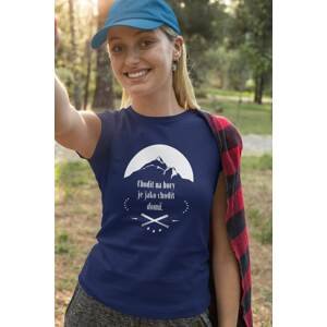 MMO Dámské tričko Chodit na hory Barva: Půlnoční modrá, Velikost: S