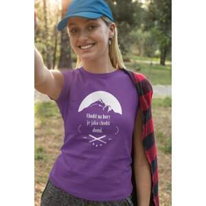 MMO Dámské tričko Chodit na hory Barva: Fialová, Velikost: XL