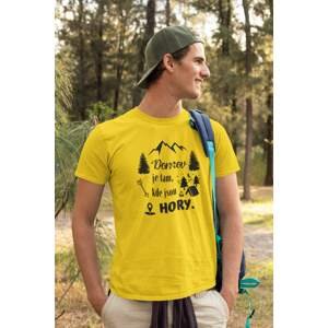 MMO Pánské tričko Domov je tam, kde jsou hory Barva: Žlutá, Velikost: 3XL