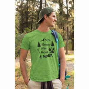 MMO Pánské tričko Domov je tam, kde jsou hory Barva: Hrášková zelená, Velikost: 3XL