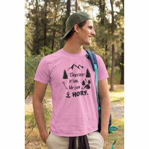 MMO Pánské tričko Domov je tam, kde jsou hory Barva: Ružová, Velikost: M
