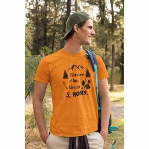 MMO Pánské tričko Domov je tam, kde jsou hory Barva: Mandarínková oranžová, Velikost: 2XL