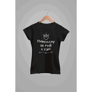 MMO Dámske tričko Princezny se rodí v září Barva: Černá, Velikost: 3XL