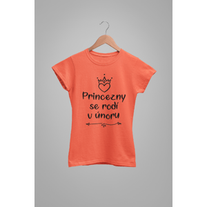 MMO Dámske tričko Princezny se rodí v únoru Barva: Korálová, Velikost: XL
