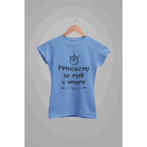 MMO Dámske tričko Princezny se rodí v únoru Barva: Světlemodrá, Velikost: XL