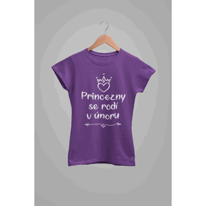 MMO Dámske tričko Princezny se rodí v únoru Barva: Fialová, Velikost: XS