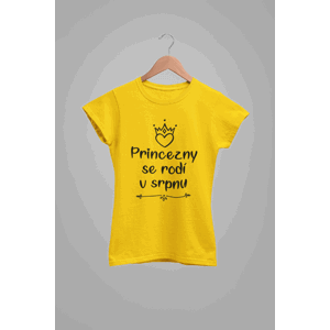 MMO Dámske tričko Princezny se rodí v srpnu Barva: Žlutá, Velikost: 2XL
