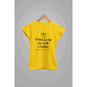MMO Dámske tričko Princezny se rodí v lednu Barva: Žlutá, Velikost: 2XL