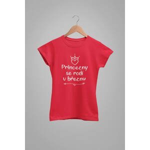 MMO Dámské tričko Princezny se rodí v březnu Barva: Červená, Velikost: 2XL