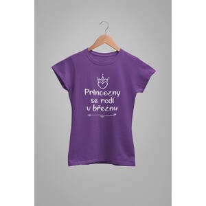 MMO Dámské tričko Princezny se rodí v březnu Barva: Fialová, Velikost: S