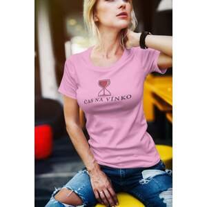 MMO Dámské tričko Čas na vínko Barva: Ružová, Velikost: XS