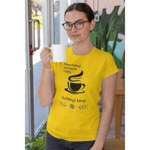 MMO Dámské tričko Potřebuji kávu Barva: Žlutá, Velikost: XL