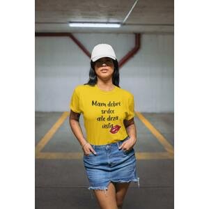 MMO Dámské tričko Dobré srdce Barva: Žlutá, Velikost: XL