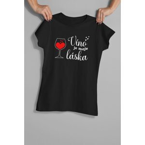 MMO Dámské tričko Víno je moje láska Barva: Černá, Velikost: S