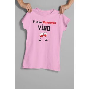 MMO Dámské tričko V jako Víno Barva: Ružová, Velikost: L