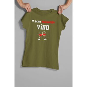 MMO Dámské tričko V jako Víno Barva: Khaki, Velikost: XS
