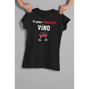 MMO Dámské tričko V jako Víno Barva: Černá, Velikost: XL