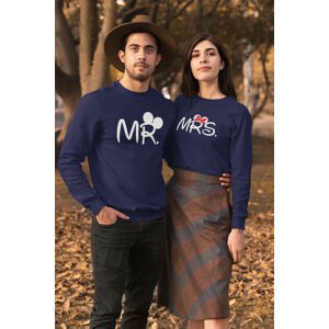 MMO Unisex mikiny pro páry MR a MRS Barva: Královská modrá, Dámska velikost: 2XL, Pánska velikost: M