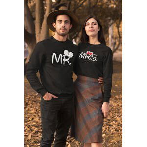 MMO Unisex mikiny pro páry MR a MRS Barva: Černá, Dámska velikost: XL, Pánska velikost: S