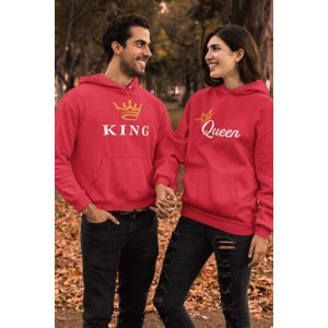 MMO Mikiny pro páry KING/QUEEN Barva: Červená, Dámska velikost: S, Pánska velikost: 2XL