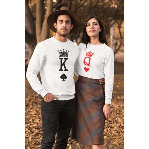 MMO Unisex mikiny pro páry K a Q Barva: Bílá, Dámska velikost: XS, Pánska velikost: 2XL